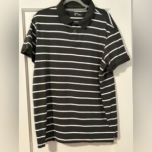 Like New Classic Army Green and White Striped Polo Shirt